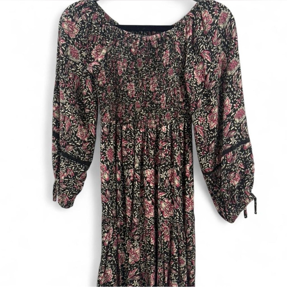 Madden Girl Pink and Black Smocked Dress